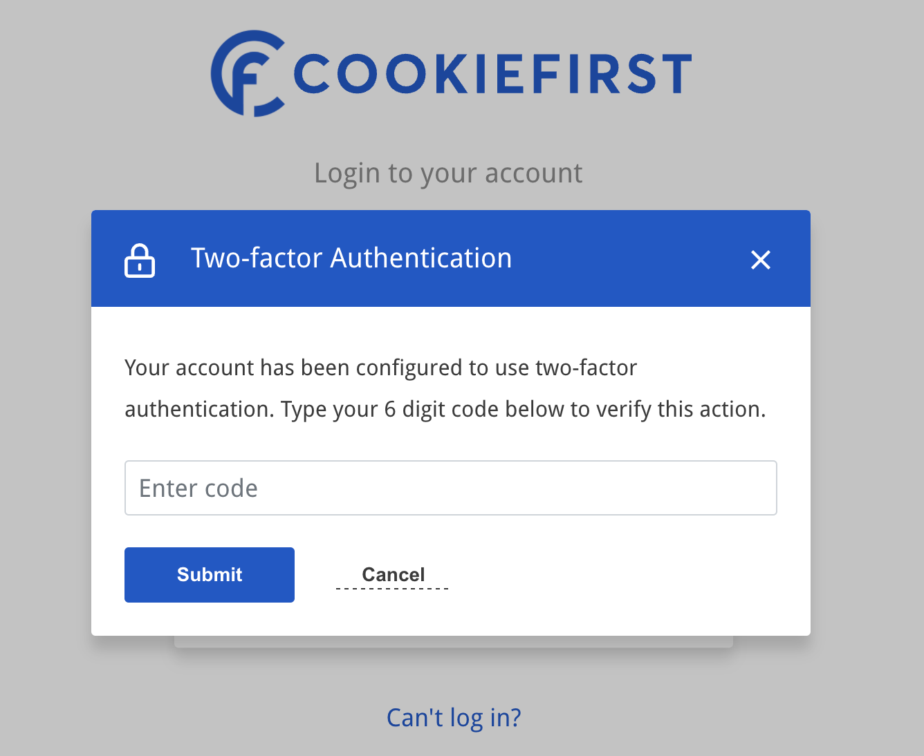 Setup Two-Factor Authentication - 2FA – CookieFirst Support